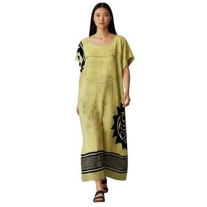 Evelyn Maxi Dress Textured Green w/Black Pattern